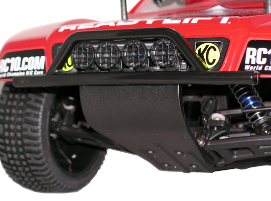 Assoc. SC10 2wd Front Bumper, Chassis Brace & Skid Plate - Black